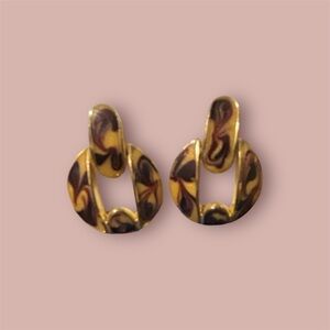 Vintage Stud Tortoise Shell Pattern Earrings